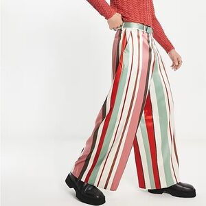 Like New! ASOS DESIGN extreme wide smart pants with retro stripe - Size 34